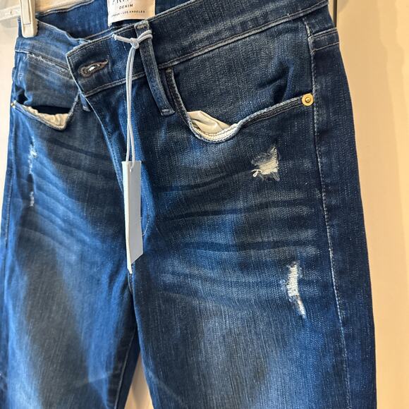 FRAME -NWT- Le High Skinny Jeans Curve Slit Bustle Blue | 28 - Picture 5 of 8